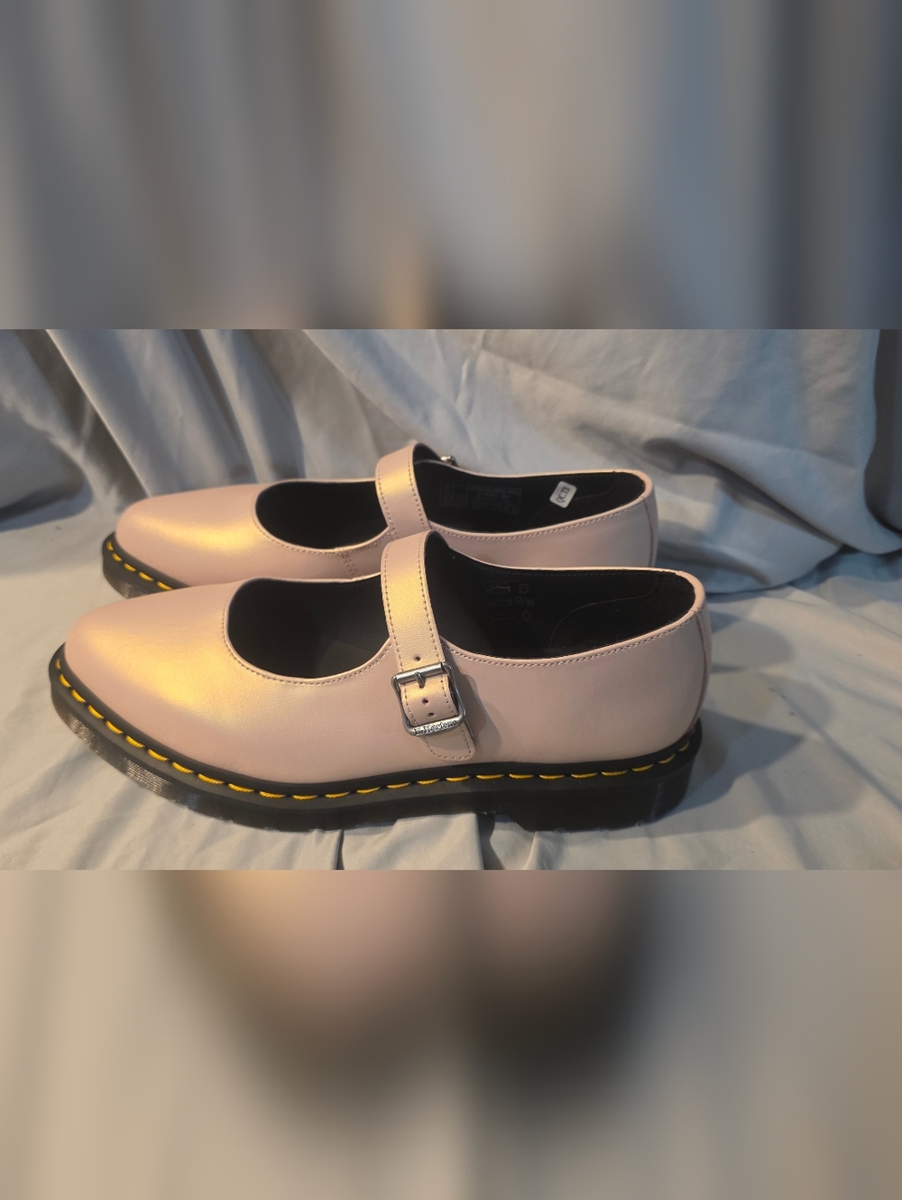 Dr Martens Elphie Leather Mary Jane Shoes Powder Pink Women Size 10 NWOB